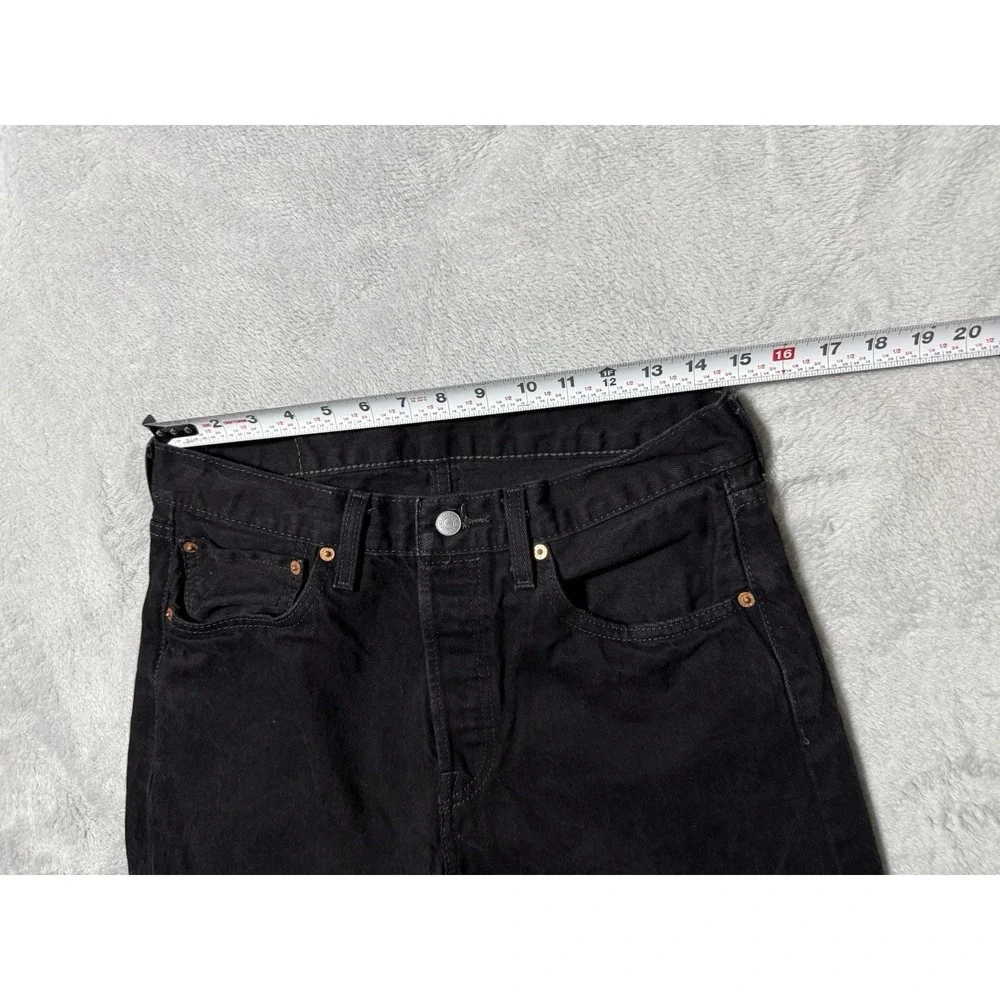 Levis 501 Jeans Mens 29x25 Black Straight Button Fly Mid Rise Dark Wash Denim